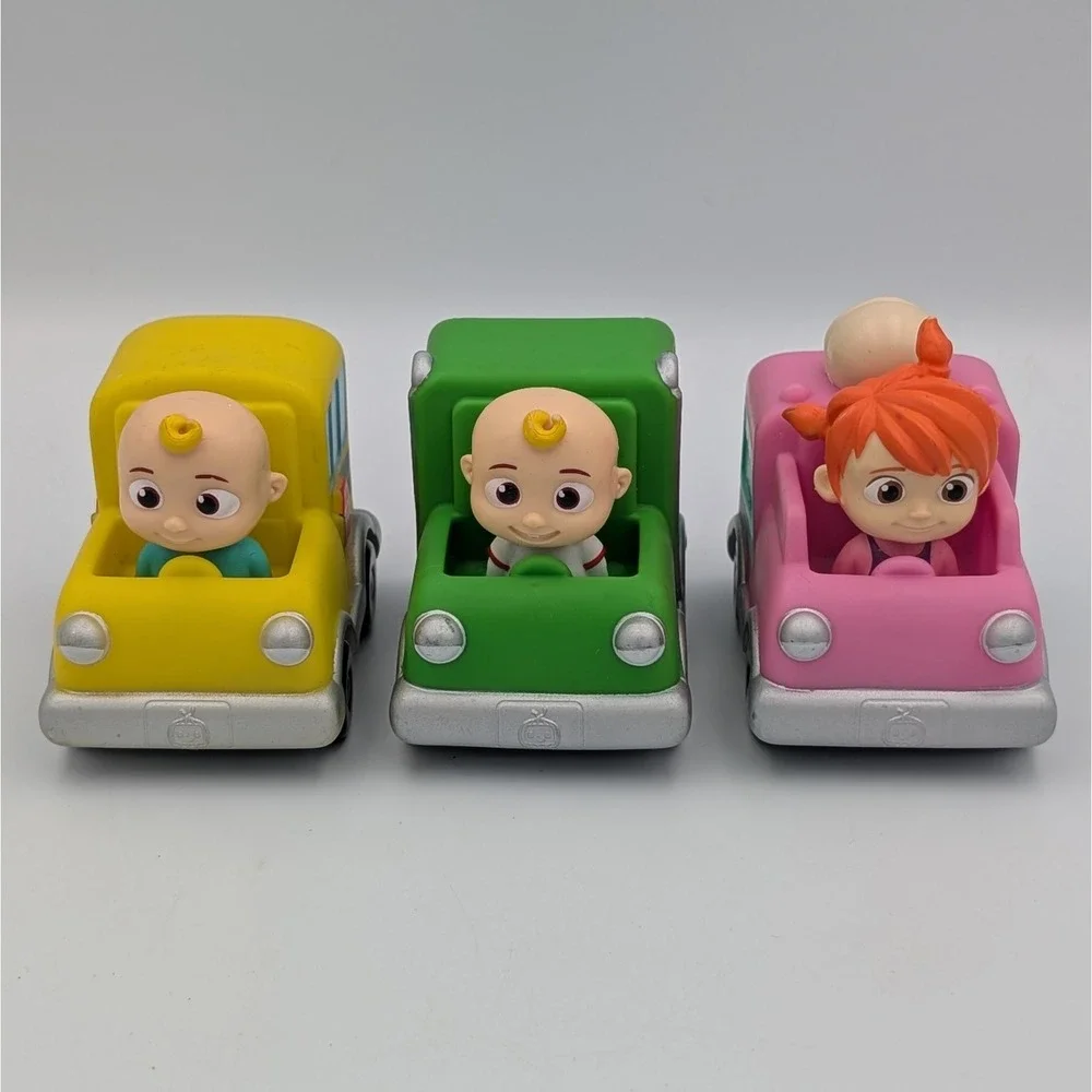 Cocomelon Mini Vehicles JJ School Bus Garbage Truck YoYo Ice Cream Truck 3pc Set